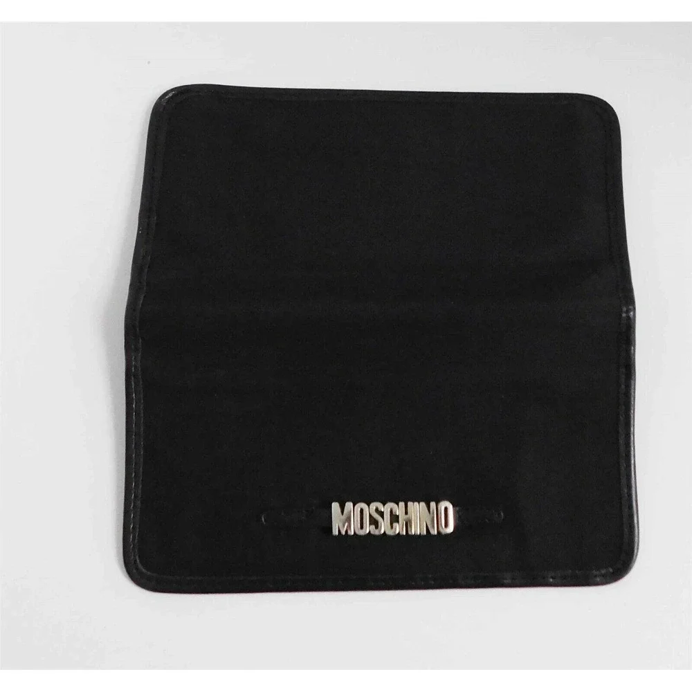 Moschino Redwall Italy‎ Vintage Black Nylon Leather Checkbook Clutch Wallet